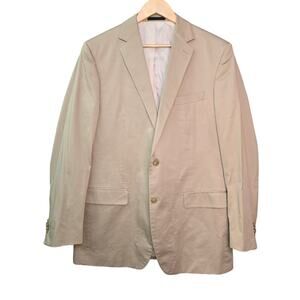 Paul Betenly Blazer Jacket Mens 42L Tan Beige 2 Button Front Preppy Sport Coat